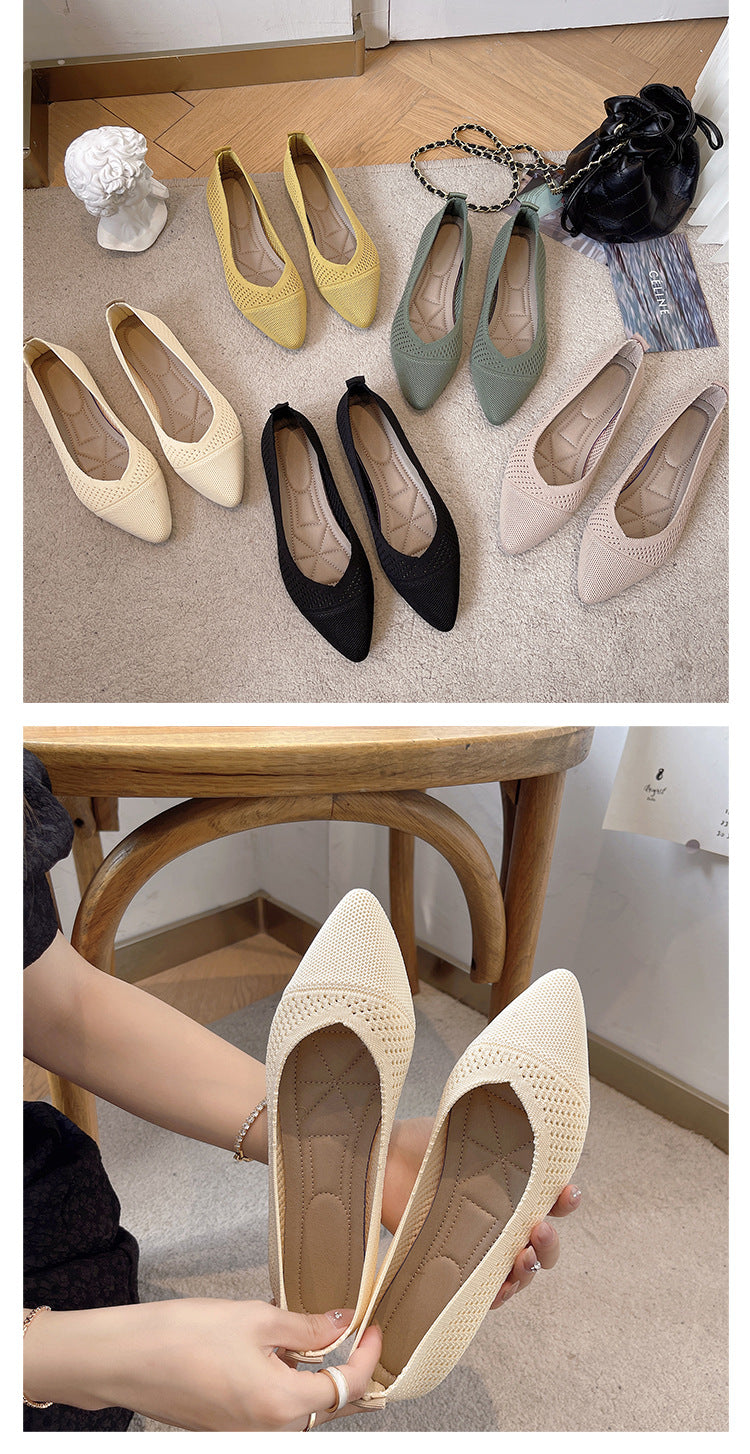 Pointed Flat Bottom Casual Breathable Loafers