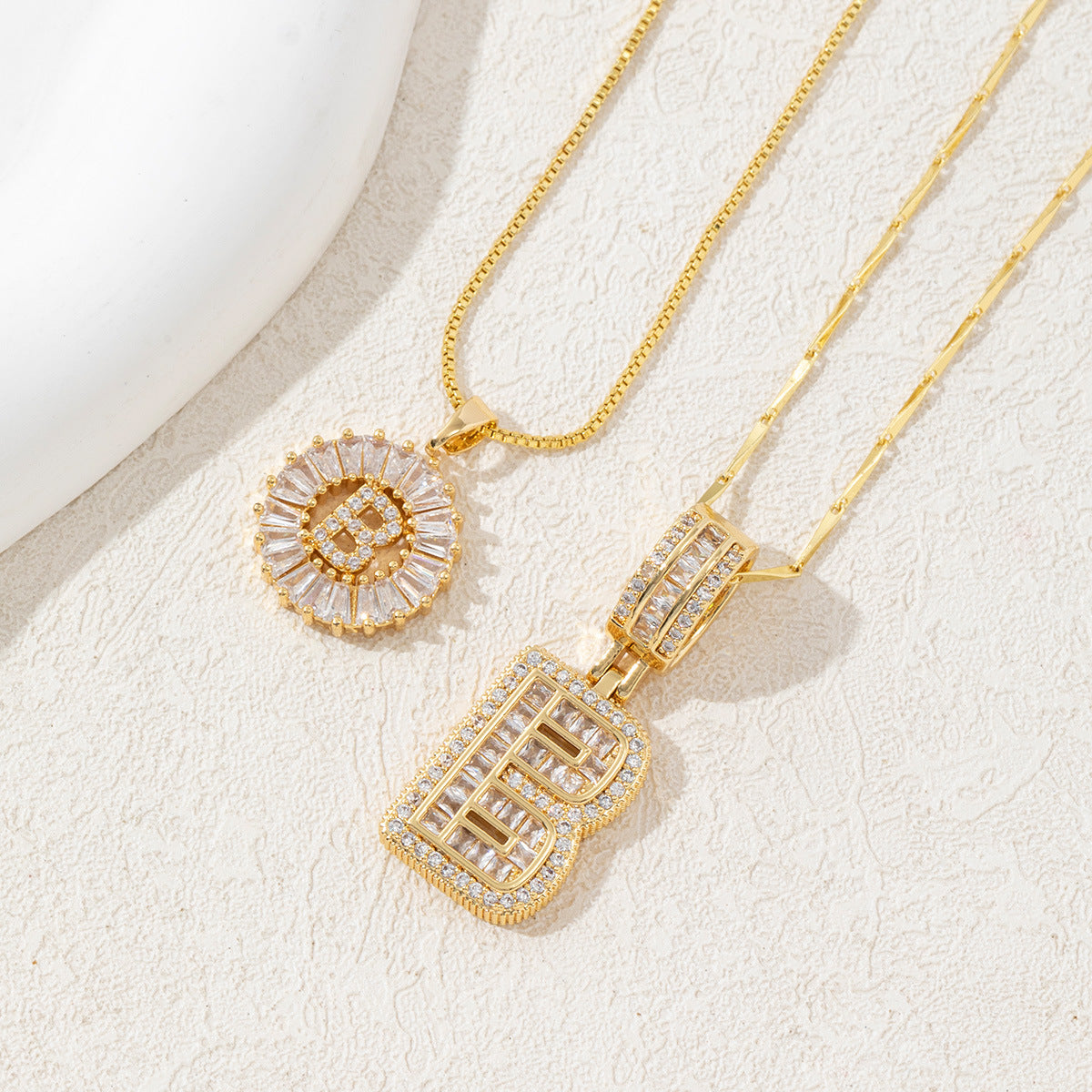 Full Diamond Rock Sugar 26 Letter Necklace