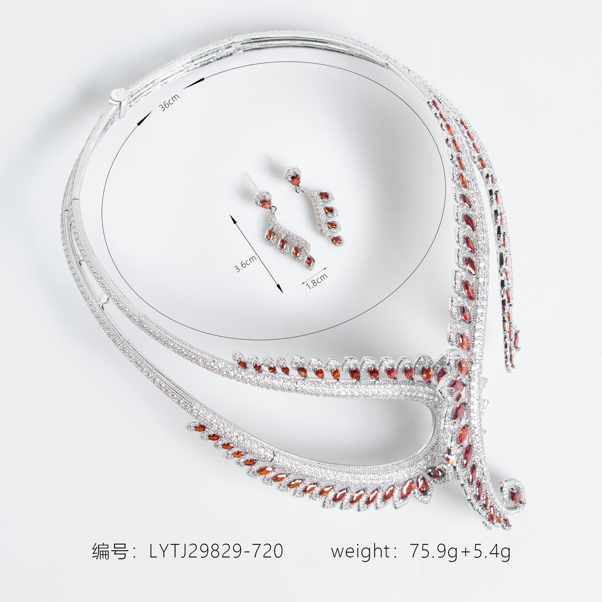 Glamorous Red Gemstone Necklace and Earrings Set – Luxury Evening Jewelry Collection