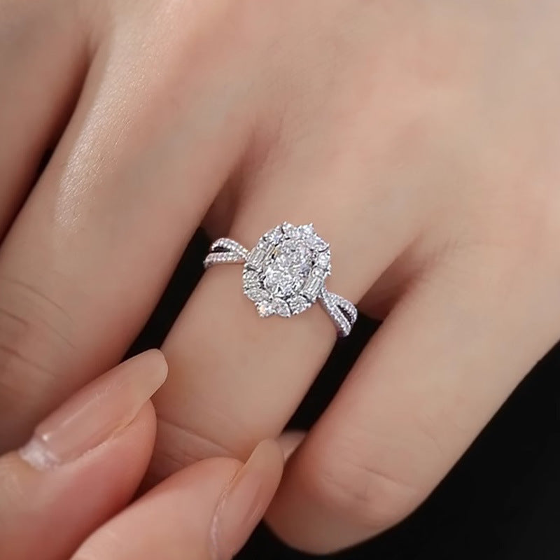 Luxury Platinum Plated Zircon Pigeon Egg Diamond Ring