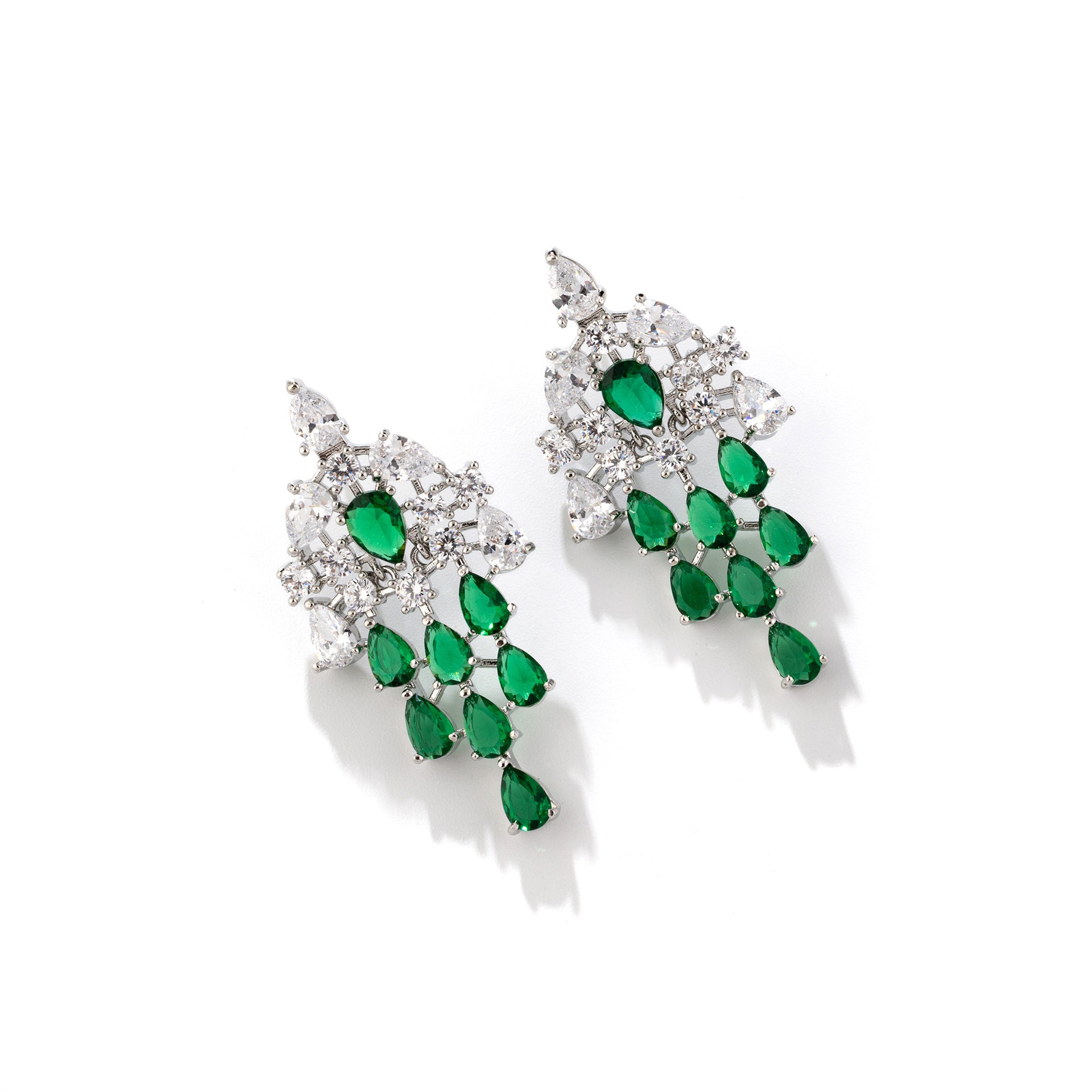 Royal Emerald Crystal Necklace Set – Elegant Green Gemstone Jewelry Collection