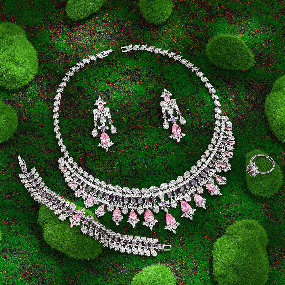 Parure de bijoux de luxe en cristal émeraude – Design élégant et affirmé