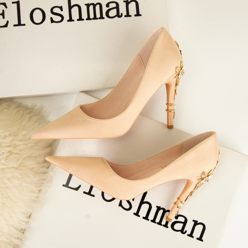 Fashion light luxury pointed wedding shoes banquet high heels