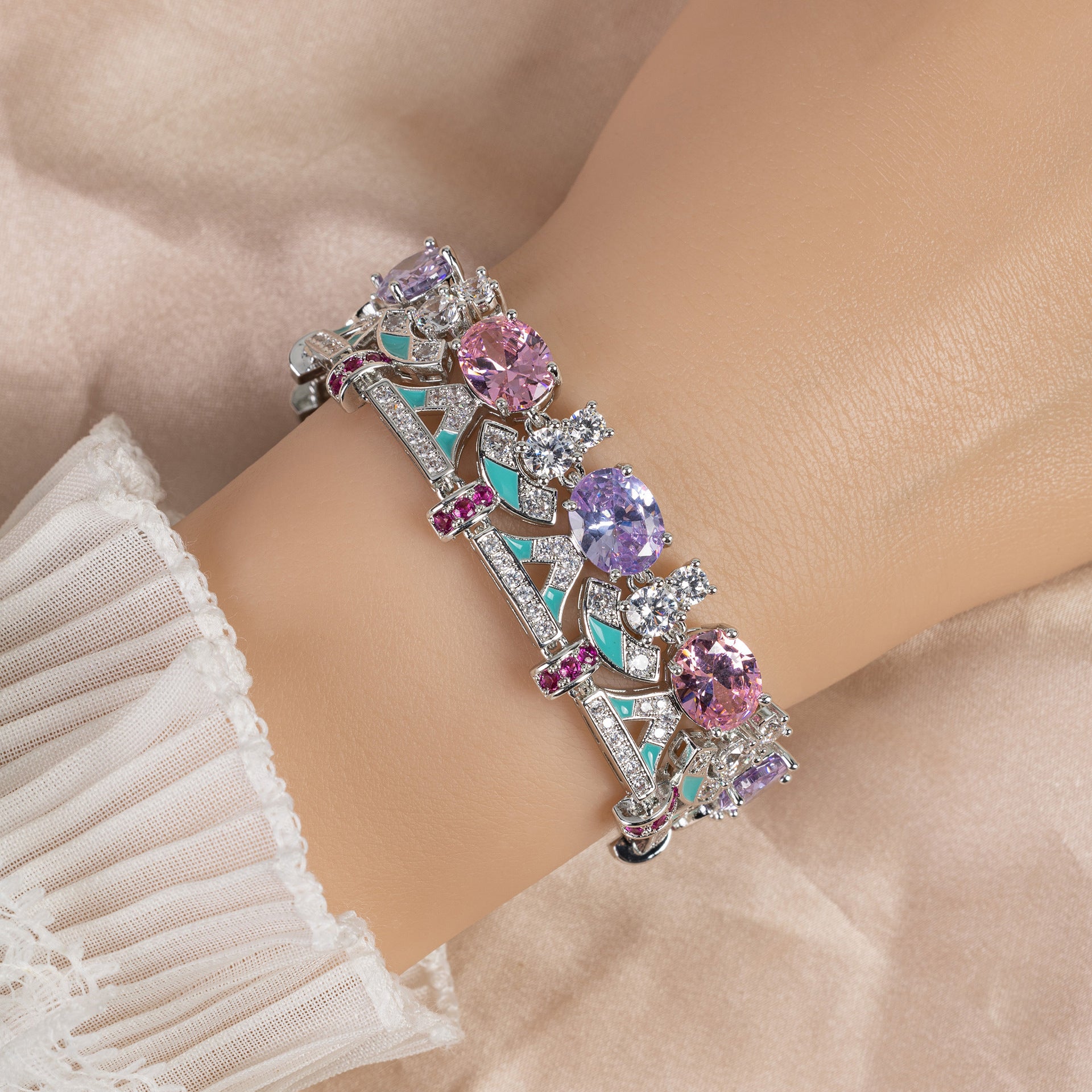 Luxury Multicolor Gemstone Bracelet – Elegant Women s Jewelry