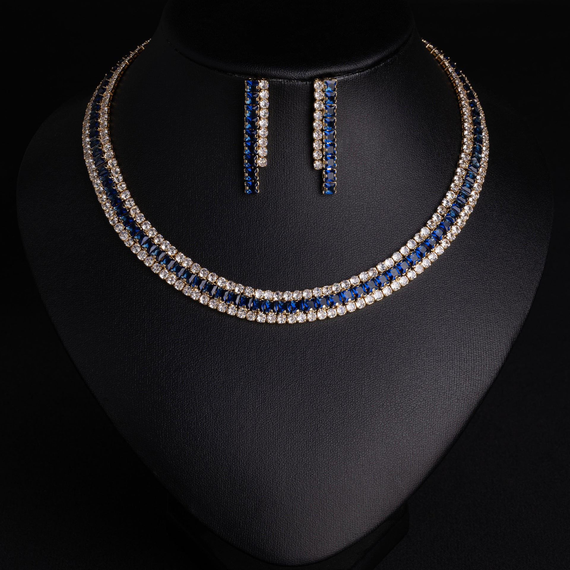 Elegant Emerald Crystal Necklace Set – Green Tennis Jewelry for Women