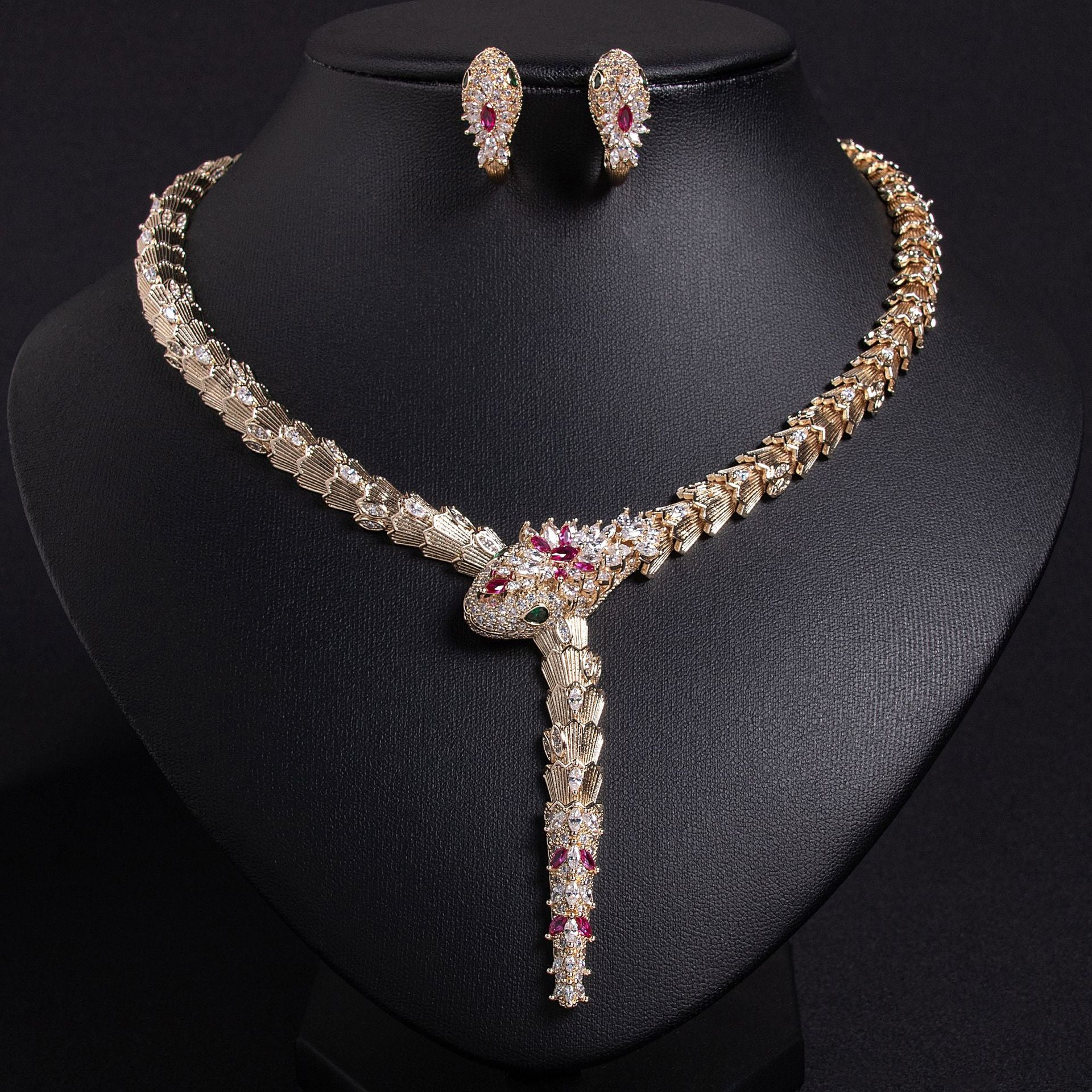Snake necklace earrings jewelry set bracelet banquet haute couture snake necklace