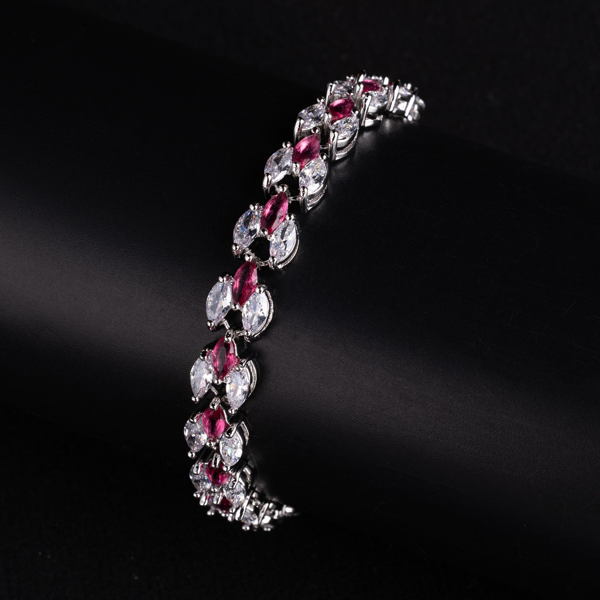 Elegant Marquise Crystal Bracelet – Silver Tone Jewelry for Women