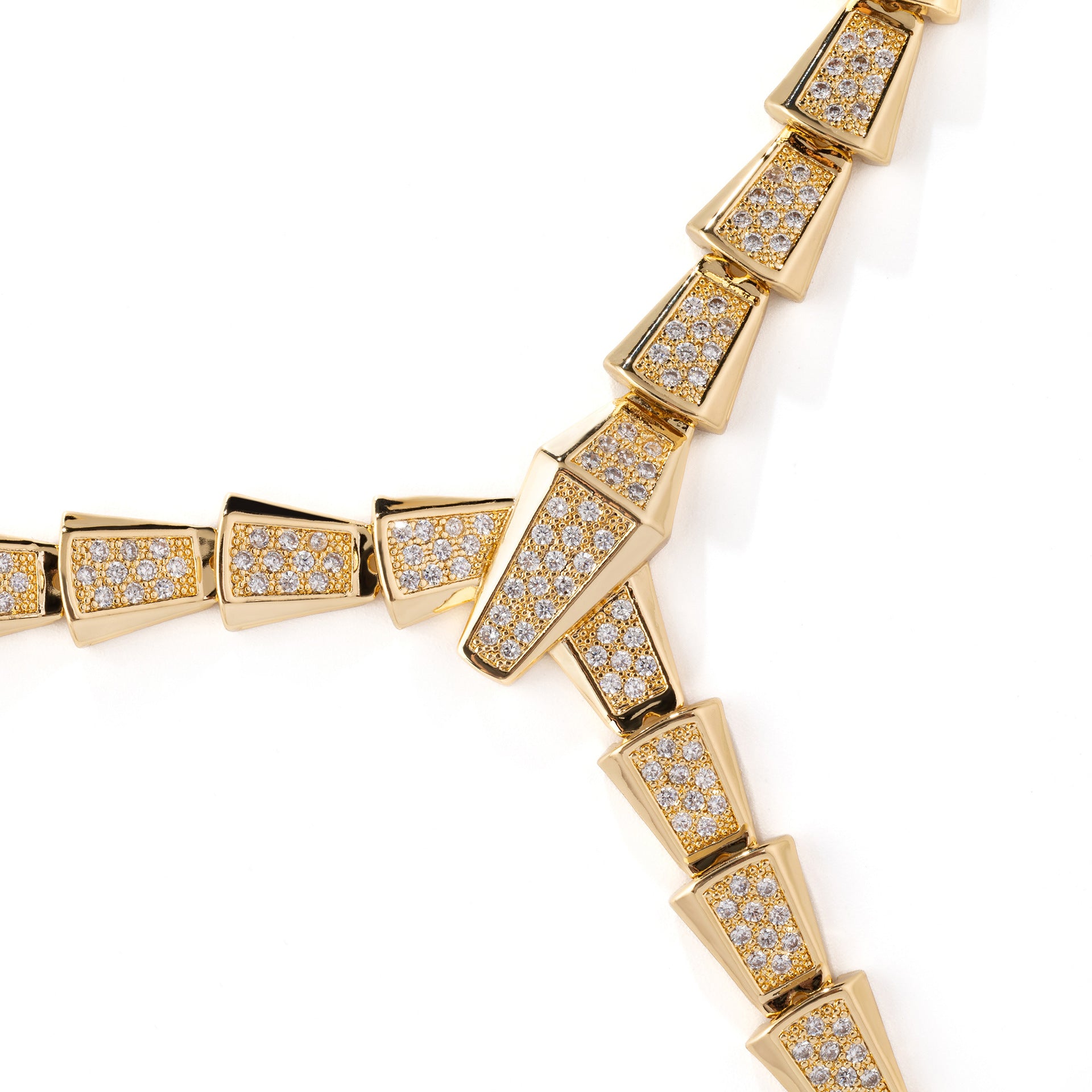 Luxury Gold Crystal Necklace Earrings Set – Geometric Statement Jewelry for Women