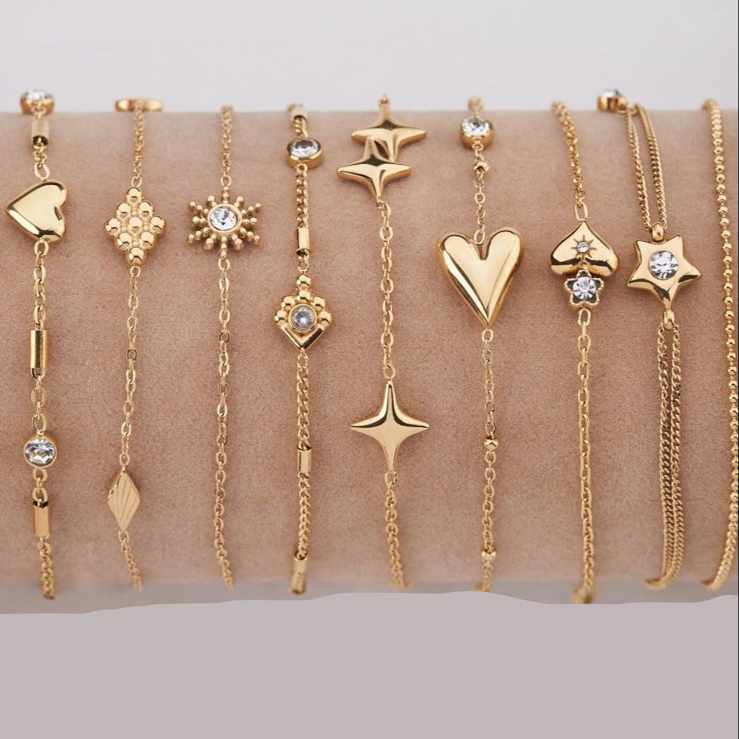Light luxury zircon gold-plated bracelet.