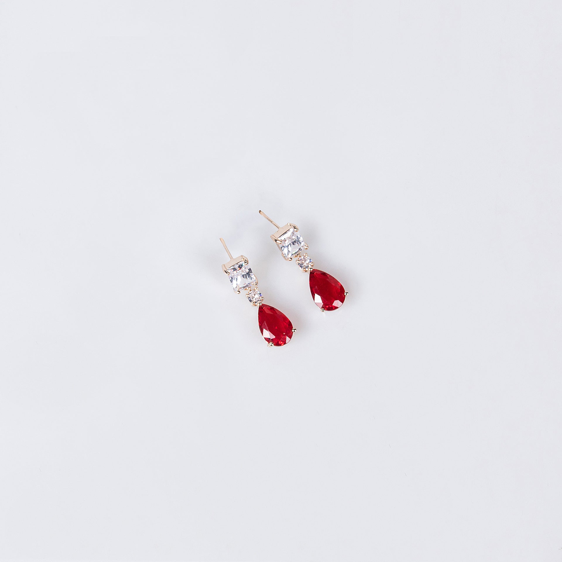 Luxury Ruby Red Crystal Necklace Earrings Set – Elegant Statement Jewelry for Women