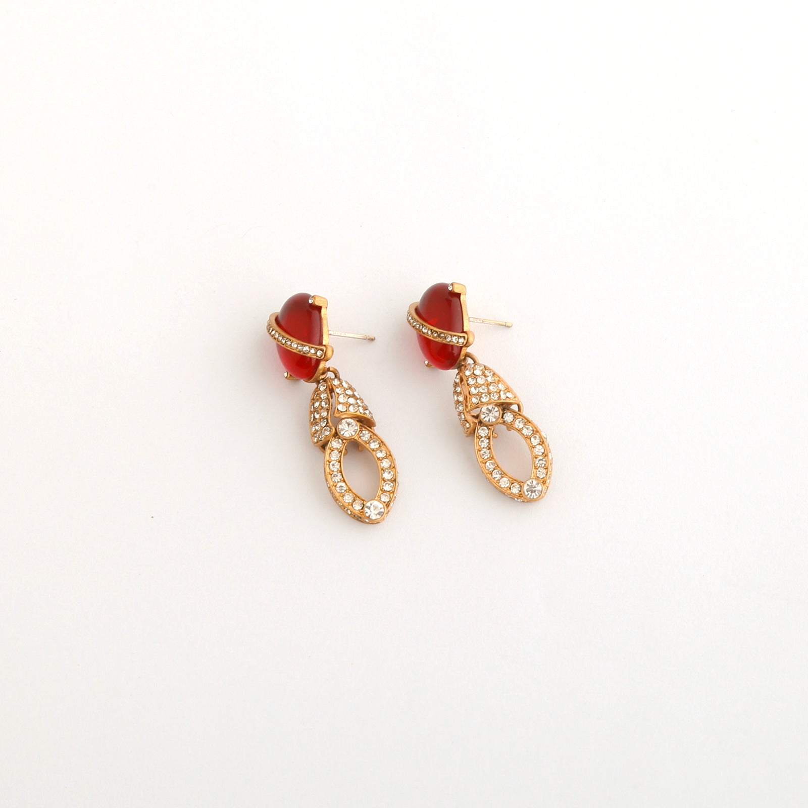 Light luxury high-end fringed ruby stud earrings necklace series