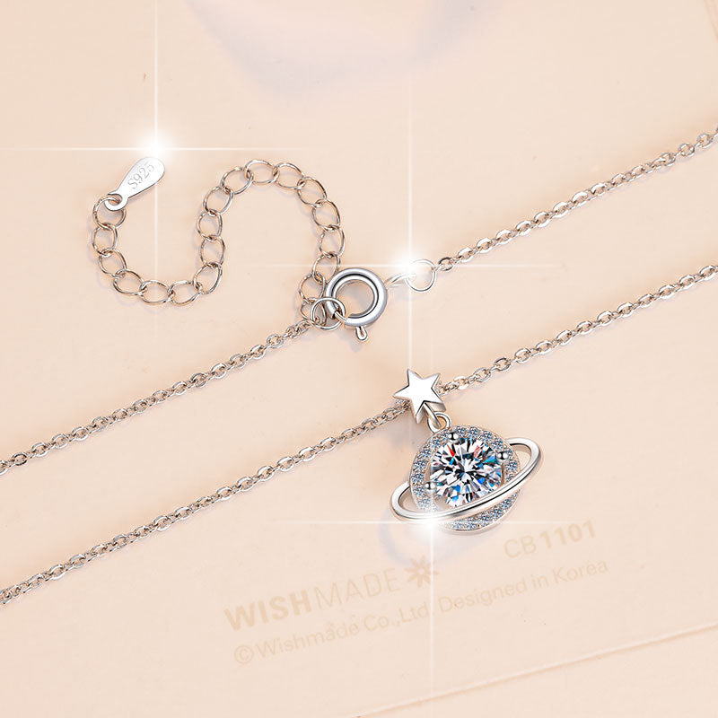 S925 Dream Planet 1 Carat Mozzarella Diamond Necklace