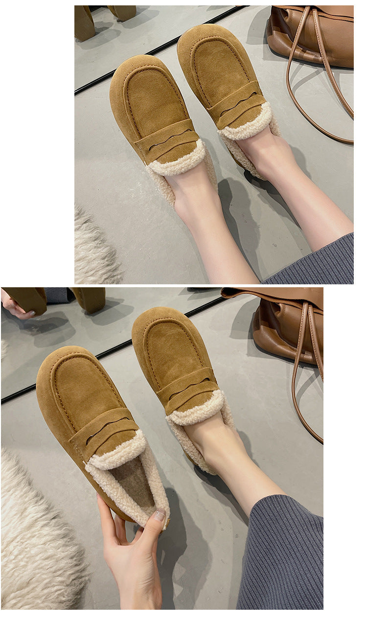 Winter velvet thick-soled flat-soled loafers