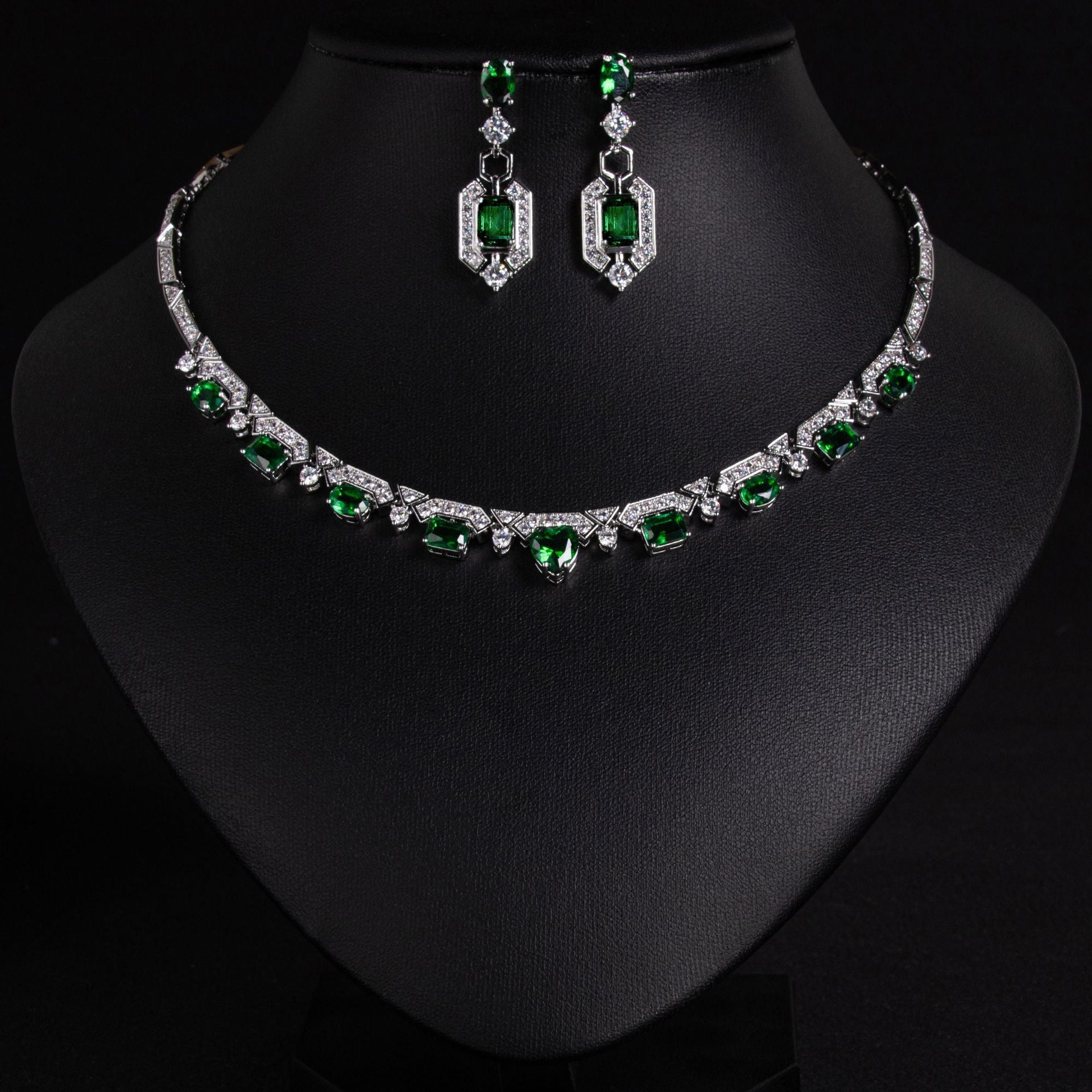 Luxury Multicolor Crystal Necklace and Earrings Jewelry Set