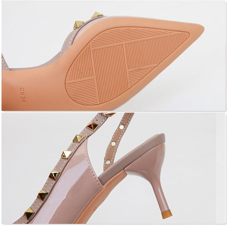 Stylish sexy rivet hollow high heels