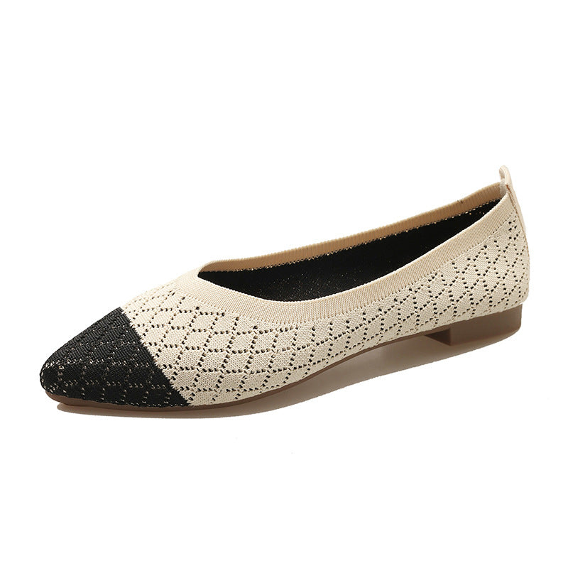 Stylish pointed woven breathable soft-soled loafers