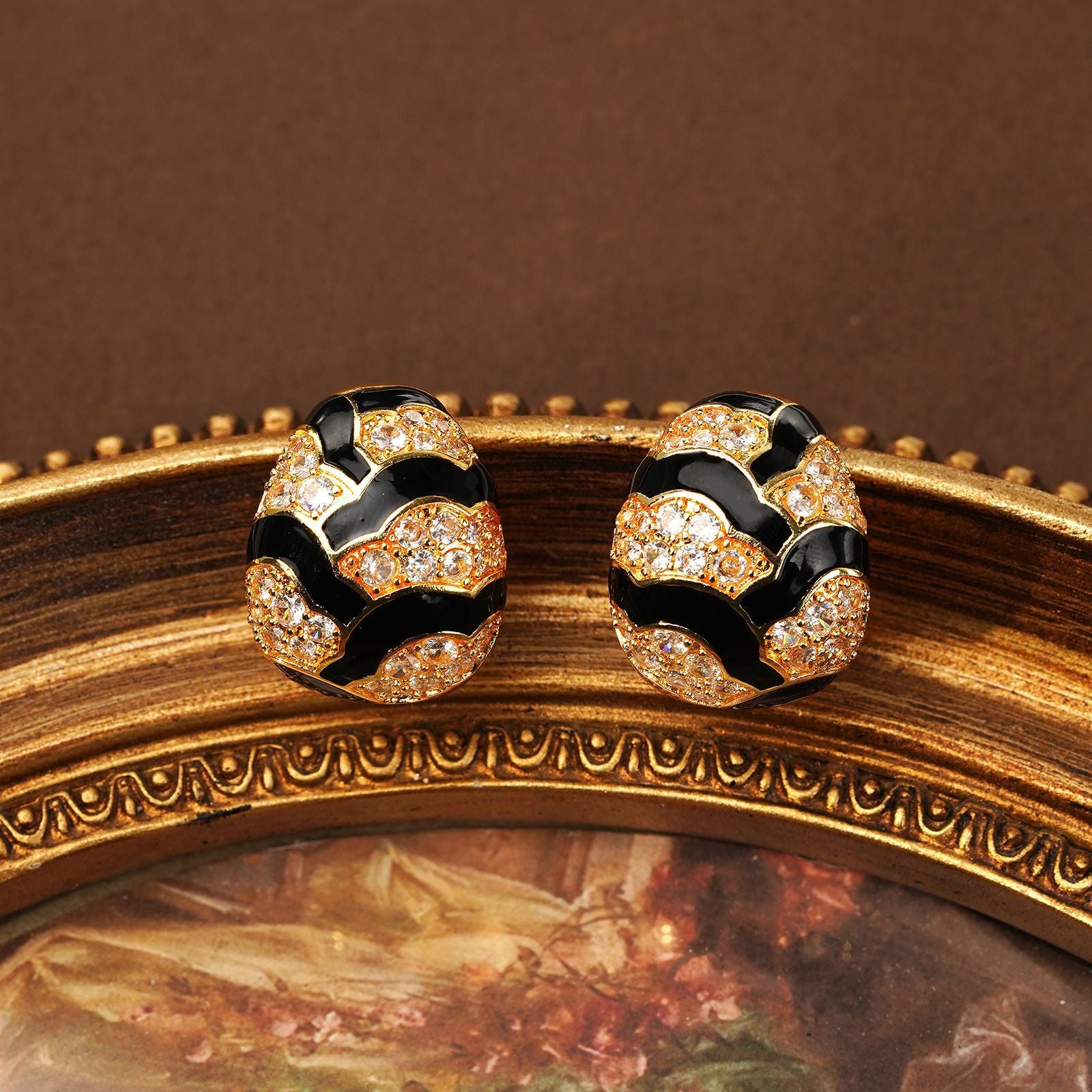 Fashion light luxury zebra pattern stud earrings