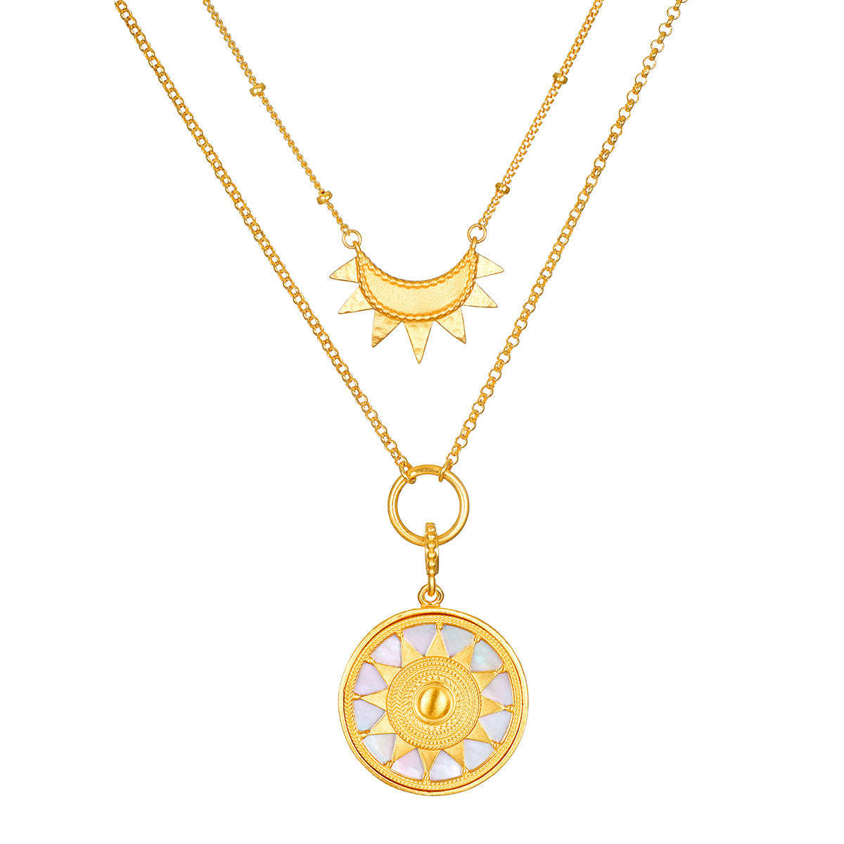 Sun and Moon Double Stacked Necklace