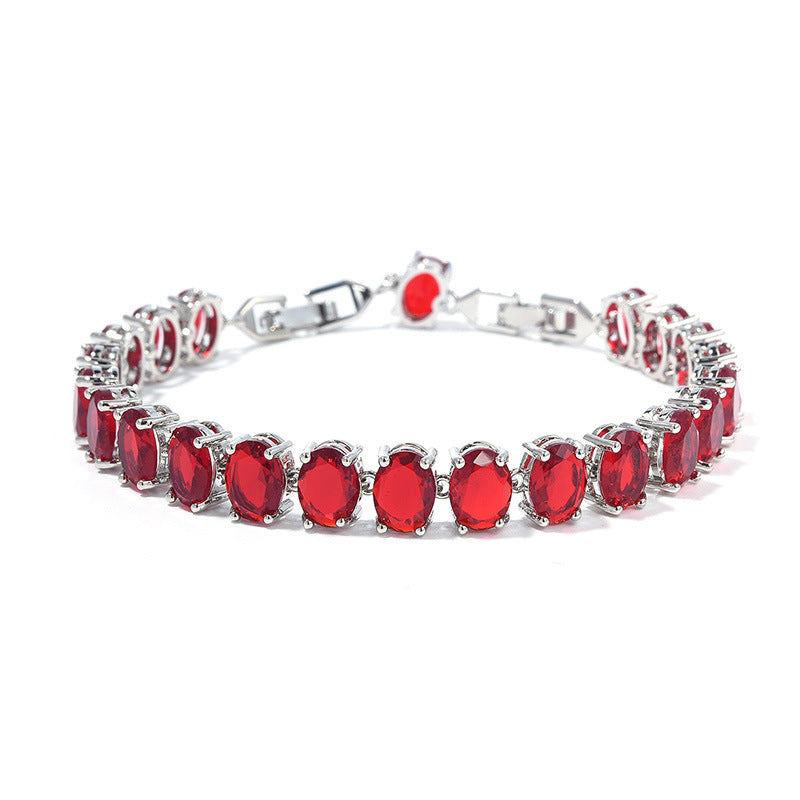 Simple inlaid circular zircon bracelet