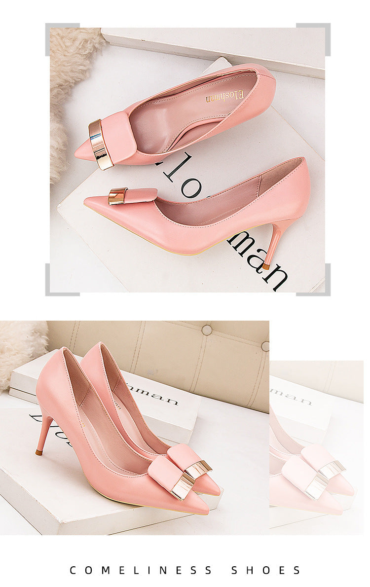 Pointed head shallow mouth metal belt buckle professional high heels