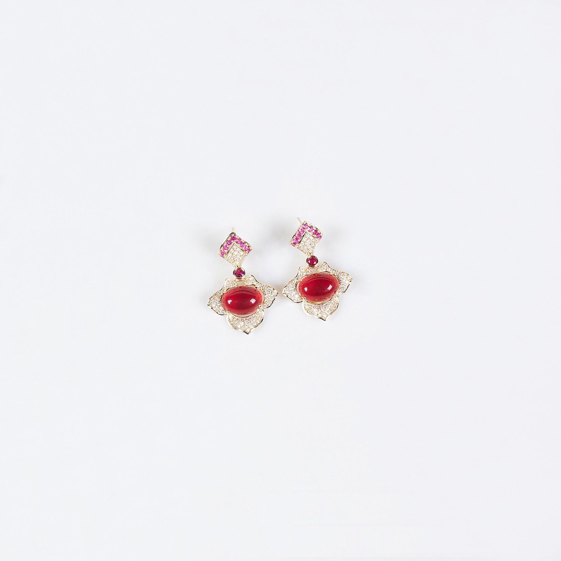 Luxury Ruby Red Crystal Necklace Earrings Set – Vintage Statement Jewelry for Women