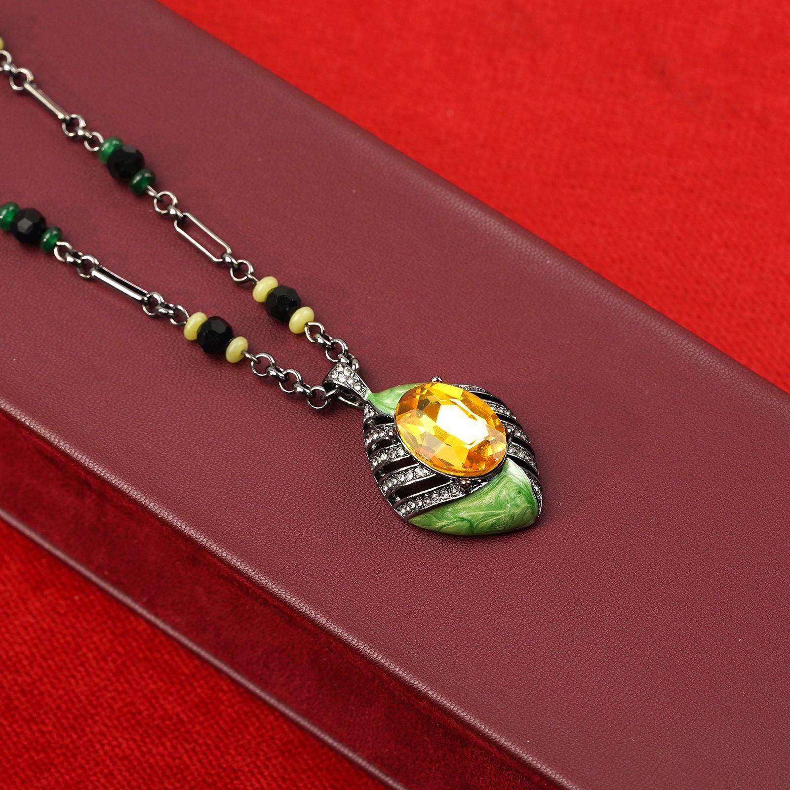 Light Luxury Topaz Geometric Stud Earrings Necklace Ring Set