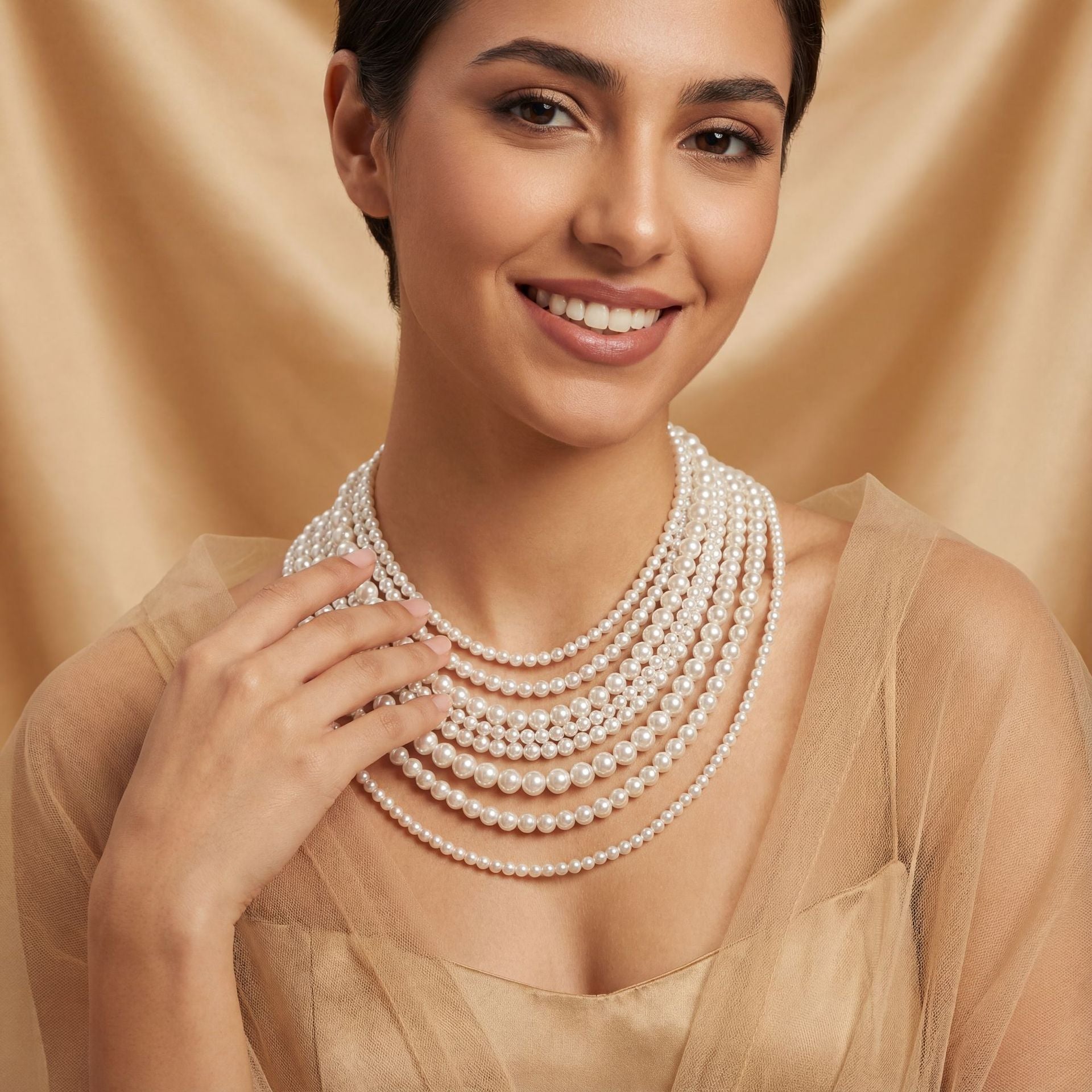 Luxury Layered Pearl Statement Necklace for Women