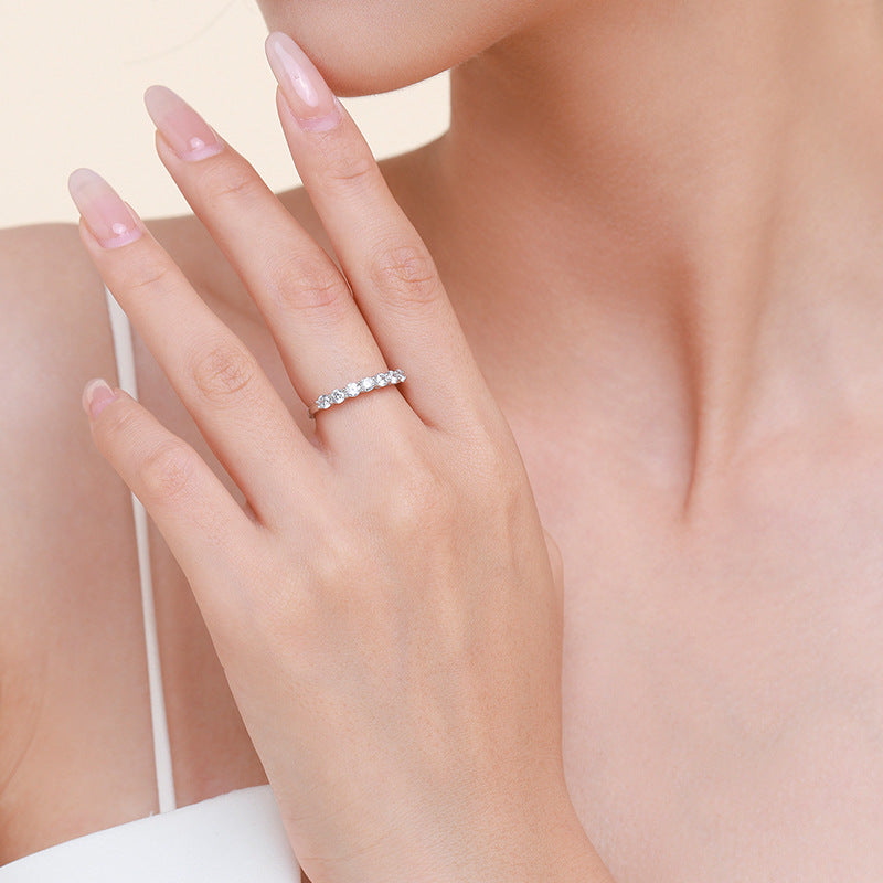 S925 Sterling Silver Round Colored Diamond Ring