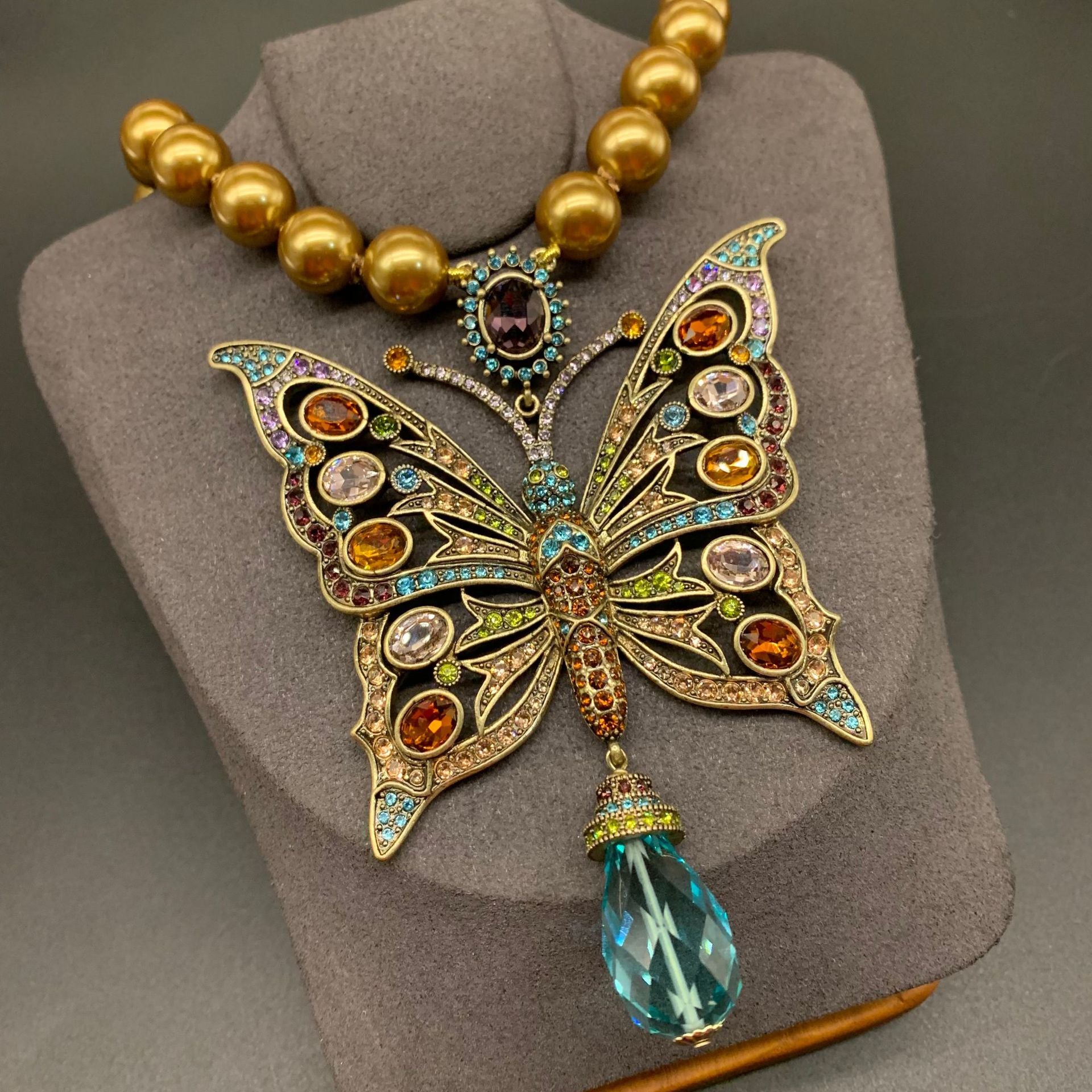 Medieval Fashion Butterfly Gem Necklace