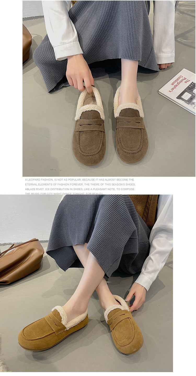 Winter velvet thick-soled flat-soled loafers