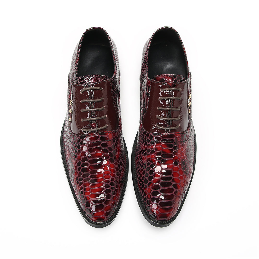 Wine red lace-up men's business dress shoes