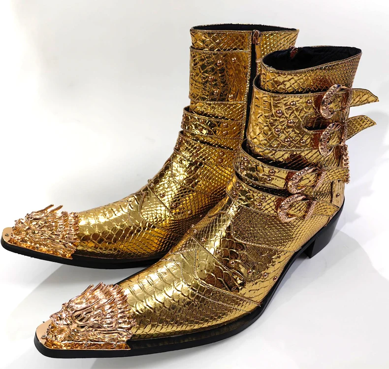 Gold fashion pointy heel booties sequined stage show party booties