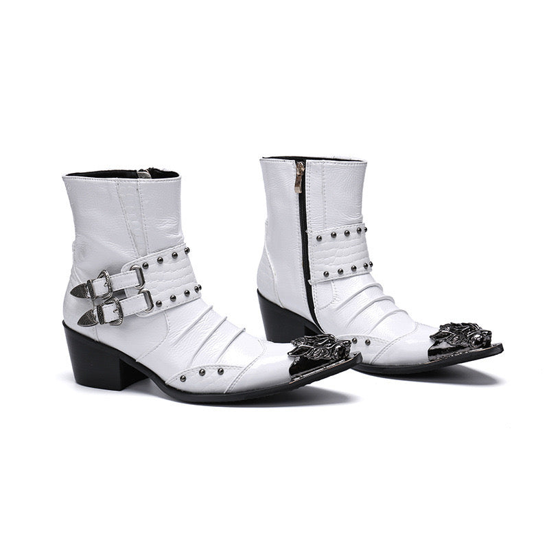 White Men's high-top Chelsea banquet boots men's boots