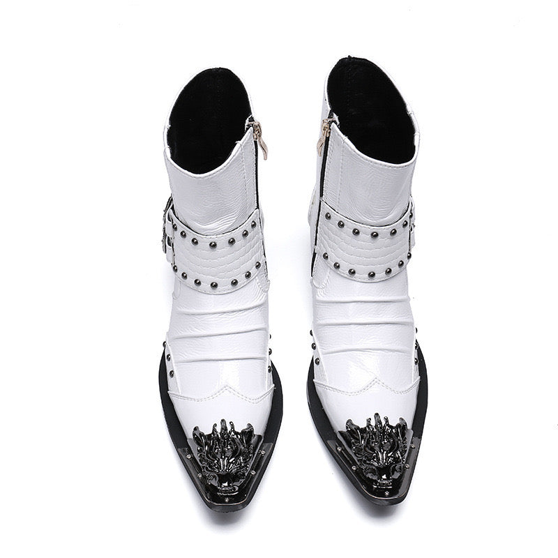 White Men's high-top Chelsea banquet boots men's boots