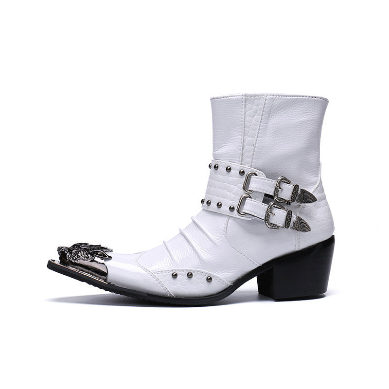 White Men's high-top Chelsea banquet boots men's boots