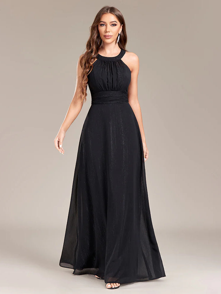 Fashion neck halter party evening dress