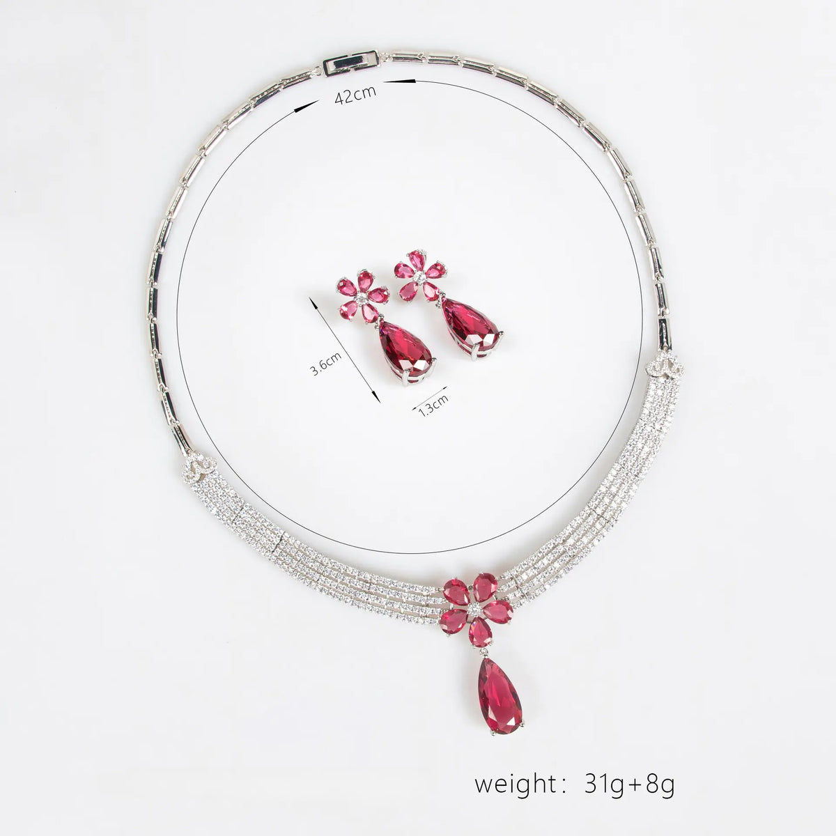 Fashion zircon bow water drop necklace light luxury niche dinner party wind collarbone chain high-end sense necklace