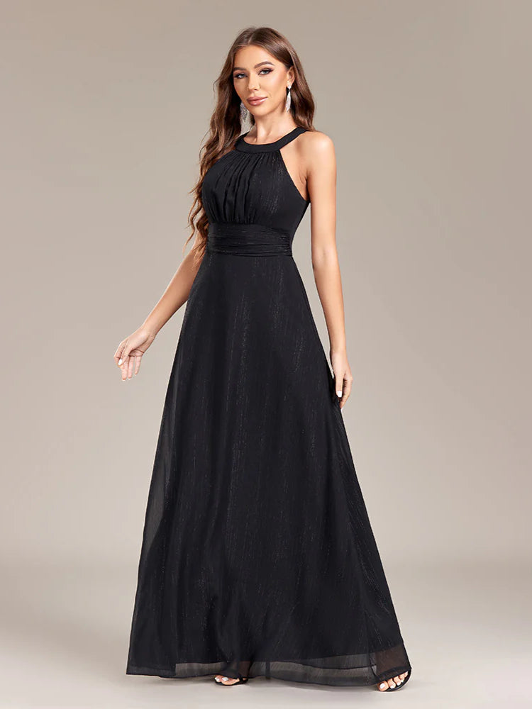 Fashion neck halter party evening dress