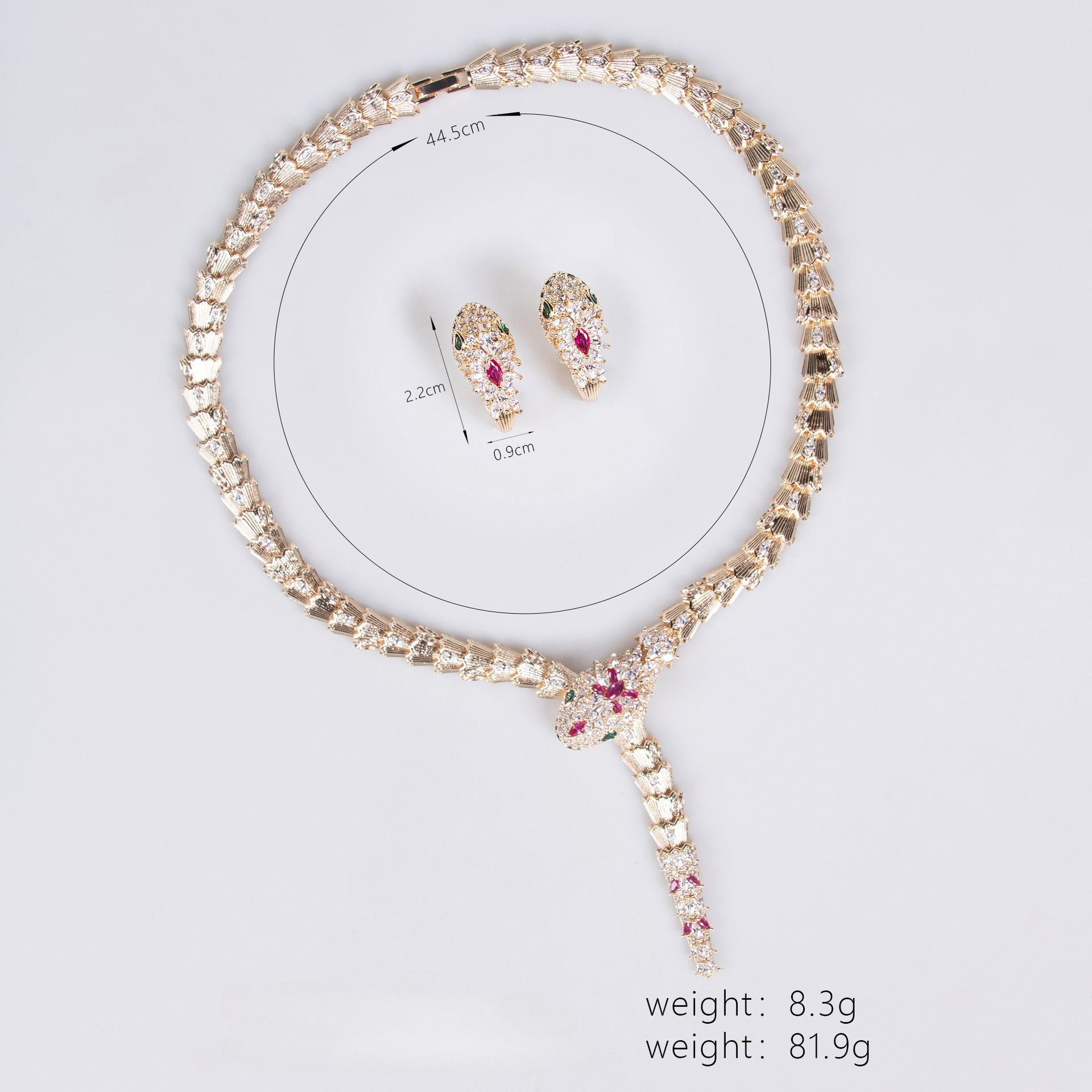 Snake necklace earrings jewelry set bracelet banquet haute couture snake necklace