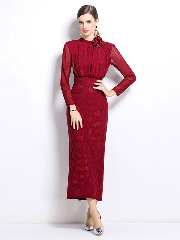 Red Hot Diamond Long Sleeve Dress