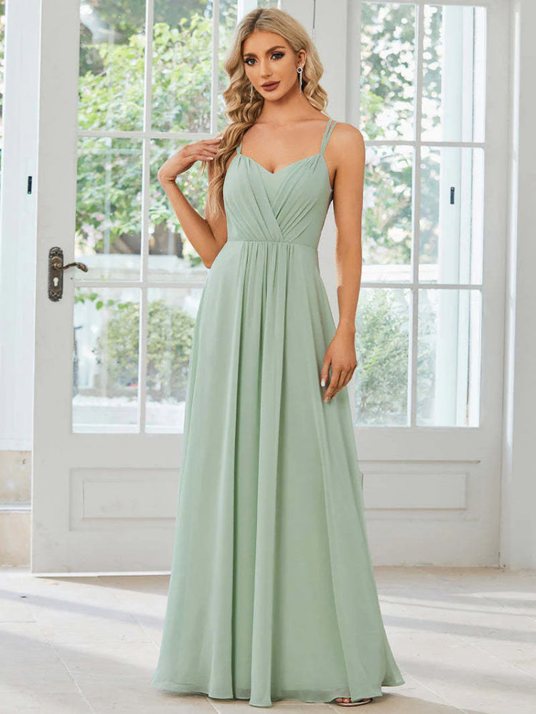 Fashionable and elegant chiffon backless evening gown