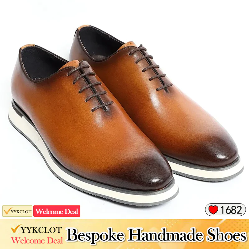 Brown leather handmade Oxford shoes men's casual Business dress shoes for men flat shoes for men italian shoes men original
