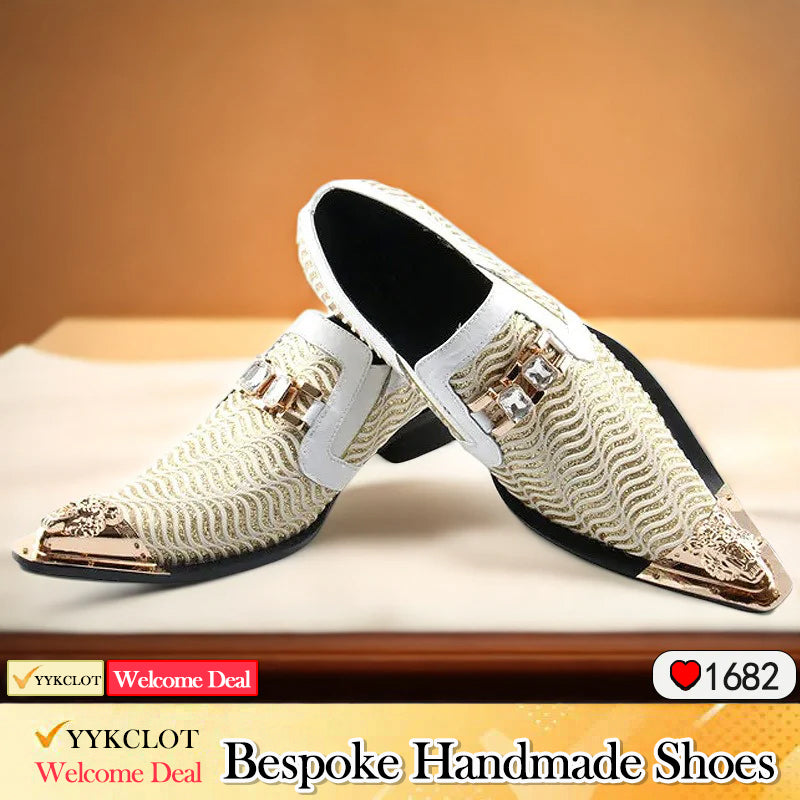 Rose gold fashion sequins handmade men's dress shoes